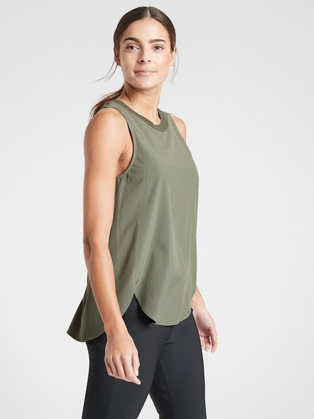 Athleta Sleeveless  Zephyr Olive Tank Top